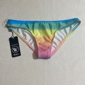 WILDFOX Women's Pastel Tone Tie-Dye Stripe Print Bikini Bottom